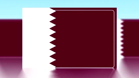 National flag of Qatar stylized as a sleek rectangular digital graphic desi.. Vídeos de archivo 343652653