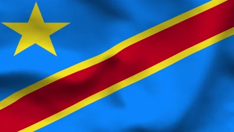 National flag of Republic of the Congo on wavy cloth. Features green, yellow, Stock Footage 335161375