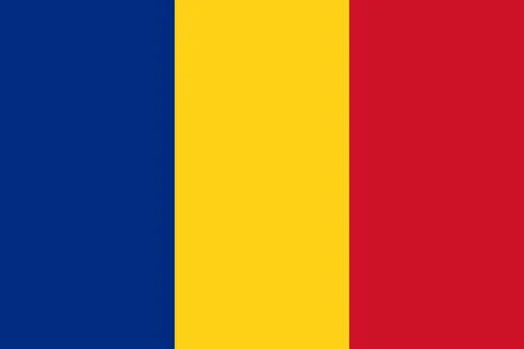 National Flag Romania - vector, vertical tricolor of blue, yellow, and red Stock Illustration
