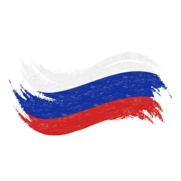 National Flag Of Russia, Designed Using Brush Strokes,Isolated On A White Stock Illustration
