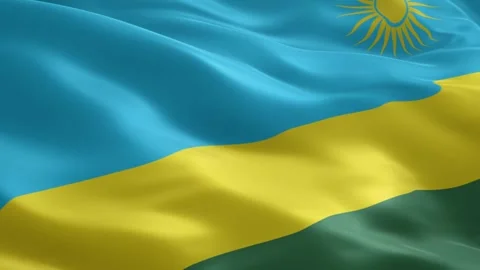 National Flag of Rwanda Waving in the Wind Close Up Stock Footage 334628954