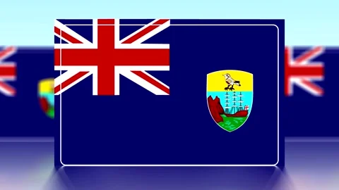National flag of Saint Helena featuring the Union Jack and the colonial coa.. Video stock 343652682