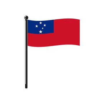 National flag of  Samoa on the stick Stock Illustration