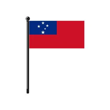 National flag of  Samoa on the stick Stock Illustration