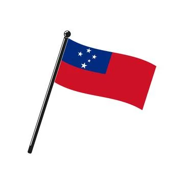 National flag of  Samoa on the stick Stock Illustration