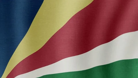 The national flag of Seychelles Stock Footage 203792841