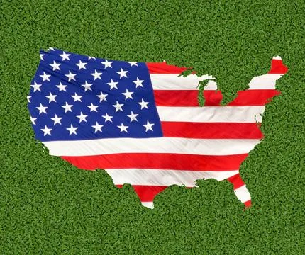 National Flag in shape of the map of the US Stock Photos
