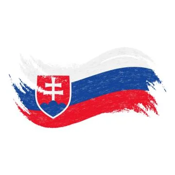 National Flag Of Slovakia, Designed Using Brush Strokes,Isolated On A White Stock Illustration