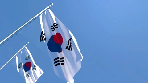 The national flag of South Korea is flyi... | Stock Video | Pond5