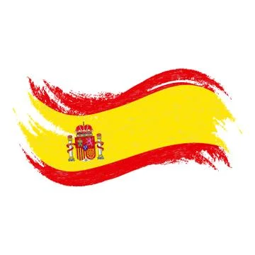 National Flag Of Spain, Designed Using Brush Strokes,Isolated On A White Stock Illustration