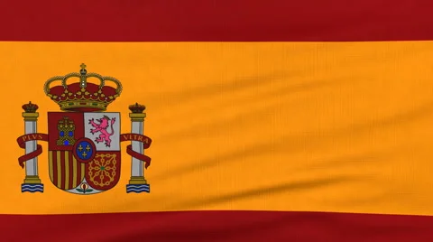 National flag of Spain flying on the wind Stock Footage 65760891