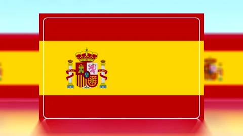 The national flag of spain represented as a glossy rectangular icon with a .. Stock Footage 343662312