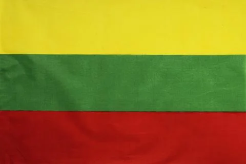 National flag of the state of Lithuania close-up. State background. Stock Illustration