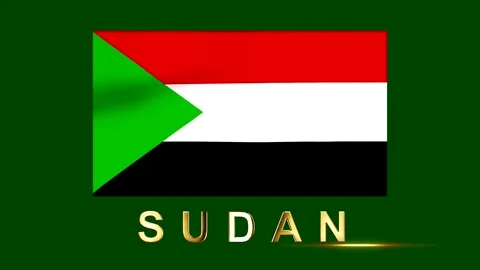 National flag of Sudan featuring red white and black horizontal stripes wit.. Stock Footage 346542712
