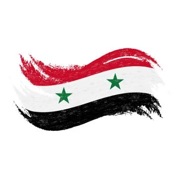 National Flag Of Syria, Designed Using Brush Strokes,Isolated On A White Stock Illustration