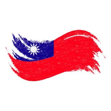 National Flag Of Taiwan, Designed Using Brush Strokes,Isolated On A White Stock Illustration