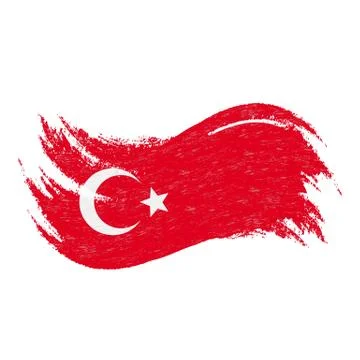 National Flag Of Turkey, Designed Using Brush Strokes,Isolated On A White Stock Illustration