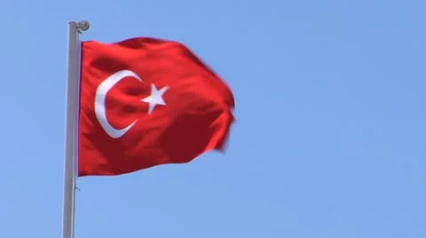 National Flag Turkey develops against the sky 動画素材 8966546