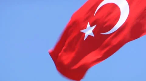 National Flag Turkey develops against the sky Video stock 8966552