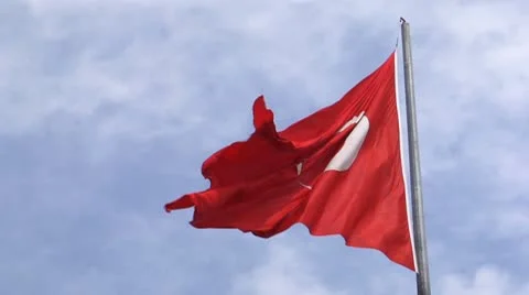 National Flag Turkey develops against the sky Stock-Footage 8966559