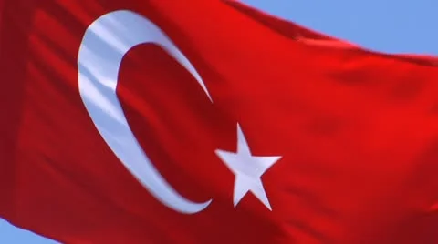 National Flag Turkey develops against the sky Stock Footage 8966565