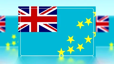 National flag of Tuvalu featuring a light blue background with yellow stars.. Video stock 343661300