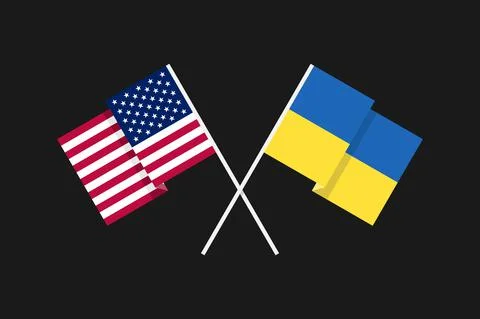 National flag of Ukraine and USA. Stock Illustration
