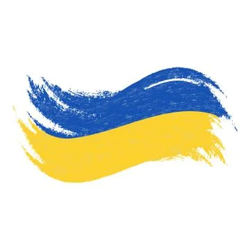 National Flag Of Ukraine, Designed Using Brush Strokes,Isolated On A White Stock Illustration