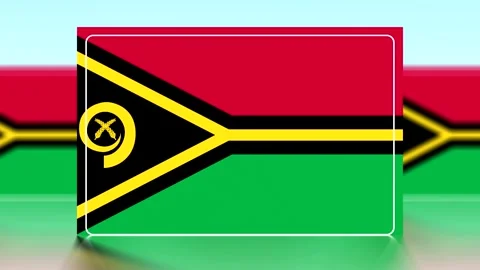 National flag of vanuatu displayed with reflections on a glossy surface Video stock 343662009