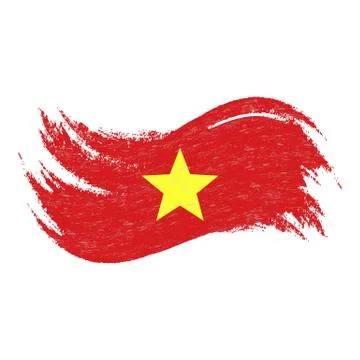 National Flag Of Vietnam, Designed Using Brush Strokes,Isolated On A White Stock Illustration