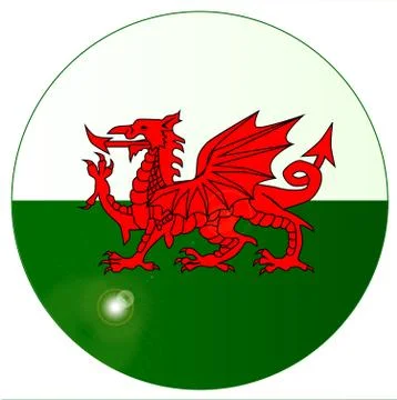 National flag of wales button Illustrazione stock