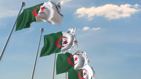 National flags of Algeria. Loopable 3D animation Stock Footage 111872045