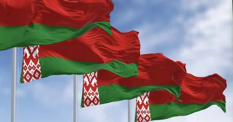 National flags of Belarus waving in the wind Stock-Illustration