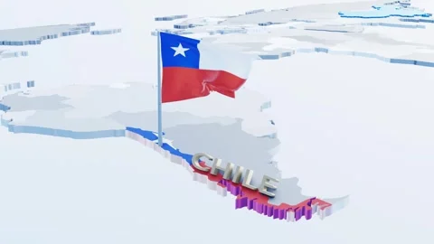 National flags of CILE with 3d rendering of country map Stock Footage 313551610