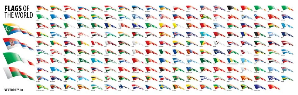 National flags of the countries. Vector illustration on white background Stock Illustration