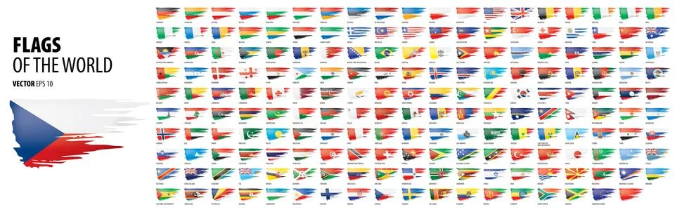 National flags of the countries. Vector illustration on white background Stock Illustration