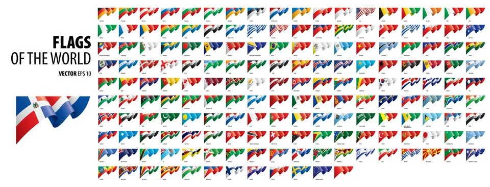 National flags of the countries. Vector illustration on white background Stock Illustration