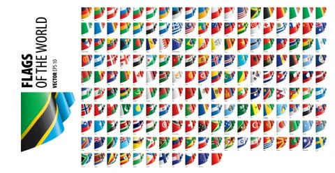 National flags of the countries. Vector illustration on white background Stock Illustration