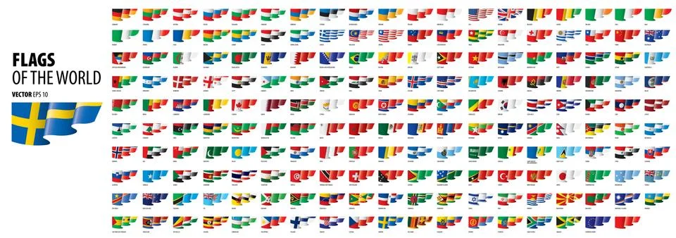 National flags of the countries. Vector illustration on white background Stock Illustration