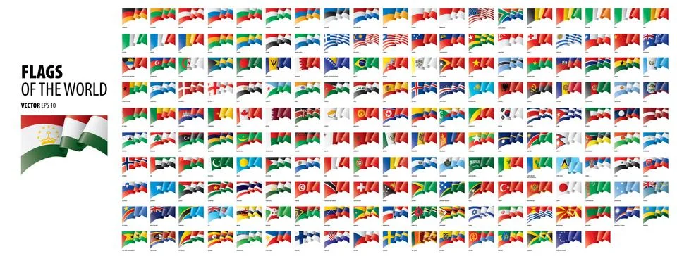 National flags of the countries. Vector illustration on white background Stock Illustration