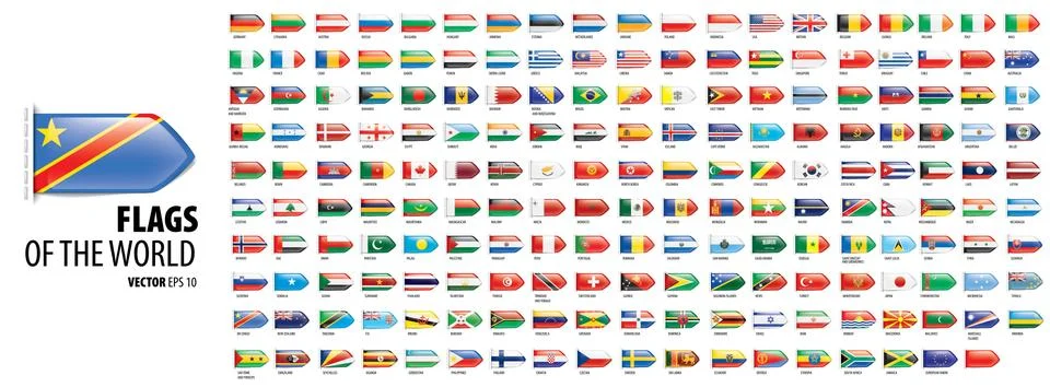 National flags of the countries. Vector illustration on white background Stock Illustration