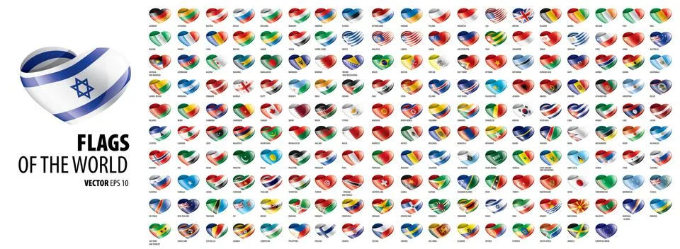 National flags of the countries. Vector illustration on white background Stock Illustration