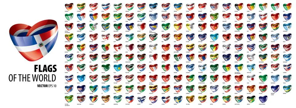 National flags of the countries. Vector illustration on white background Stock Illustration