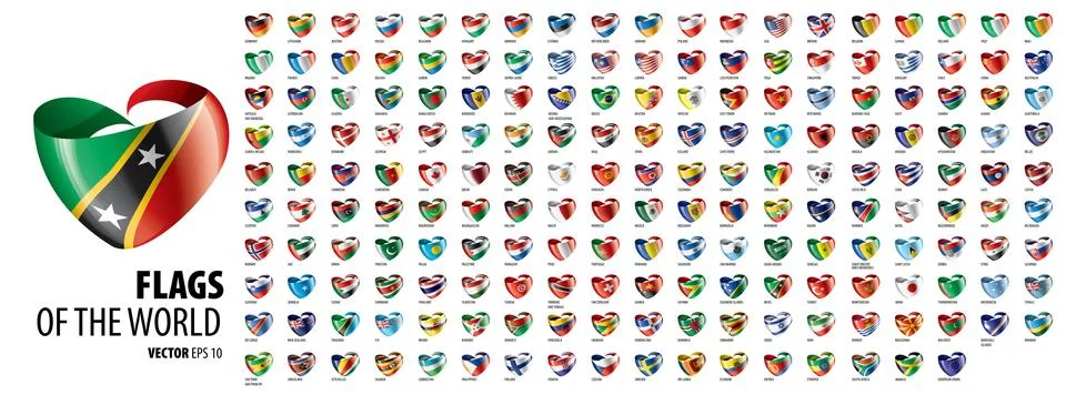 National flags of the countries. Vector illustration on white background Stock Illustration