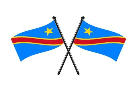National flags of Democratic Republic of the Congo crossed Stock Illustration