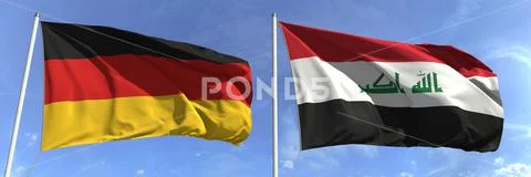 National flags of Germany and Iraq, 3d rendering Royalty Free 140059754