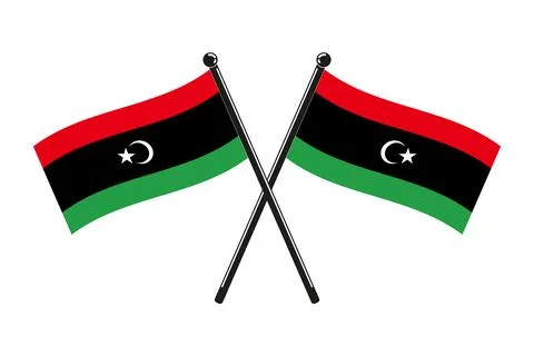 National flags of  Libya crossed Stock Illustration