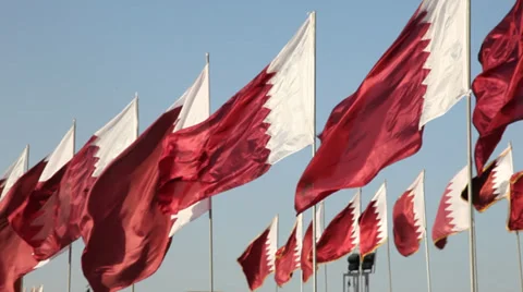 National flags of Qatar Stock Footage 33854780