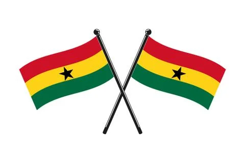 National flags of Republic of Ghana crossed Stock Illustration