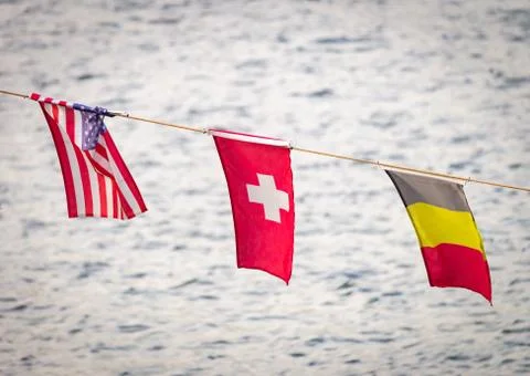 National Flags in the River Stock Photos
